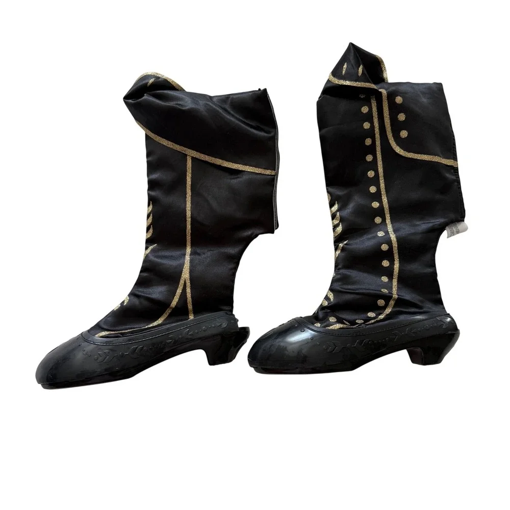Disney Costume Boots Kids One Size Black Gold Frozen 2 Anna Travel Shoes